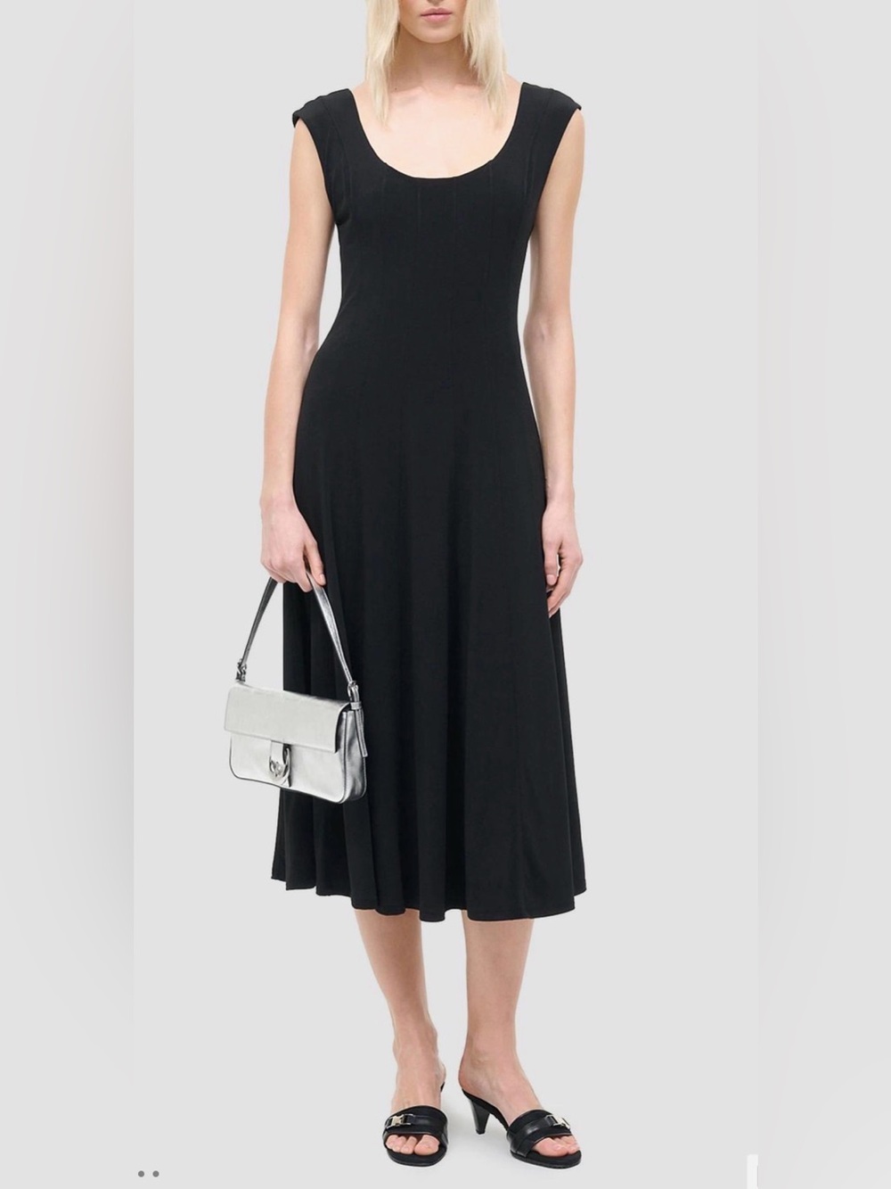 STAUD Charlotte Stretch Jersey A-Line Midi Dress NWT